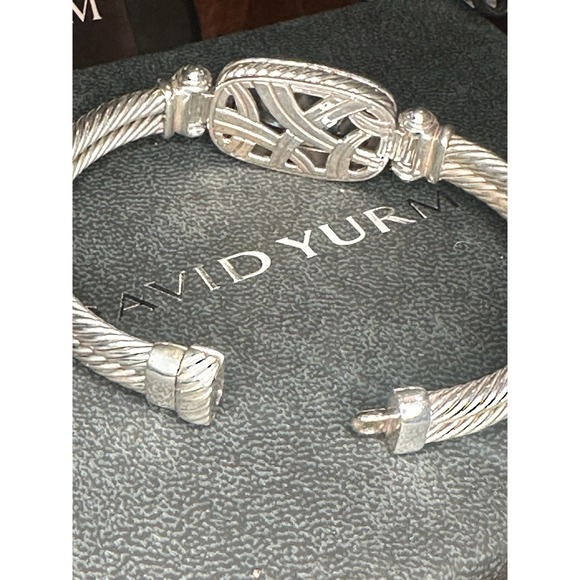 Rare David Yurman 925 Blue Topaz & Diamond Cable Gemstone Albion Bangle Bracelet - Picture 11 of 16